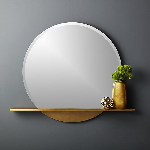 Perch Round Mirror With Shelf — view 1