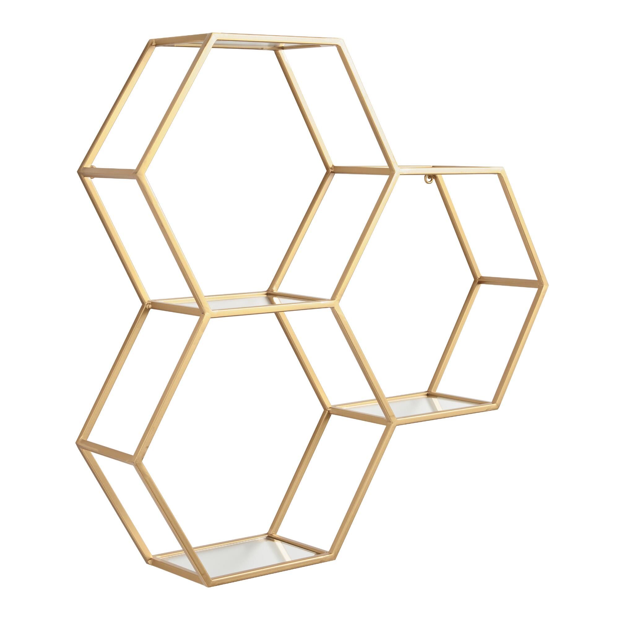 Gold And Glass Honeycomb Wall Shelf thumbnail 2
