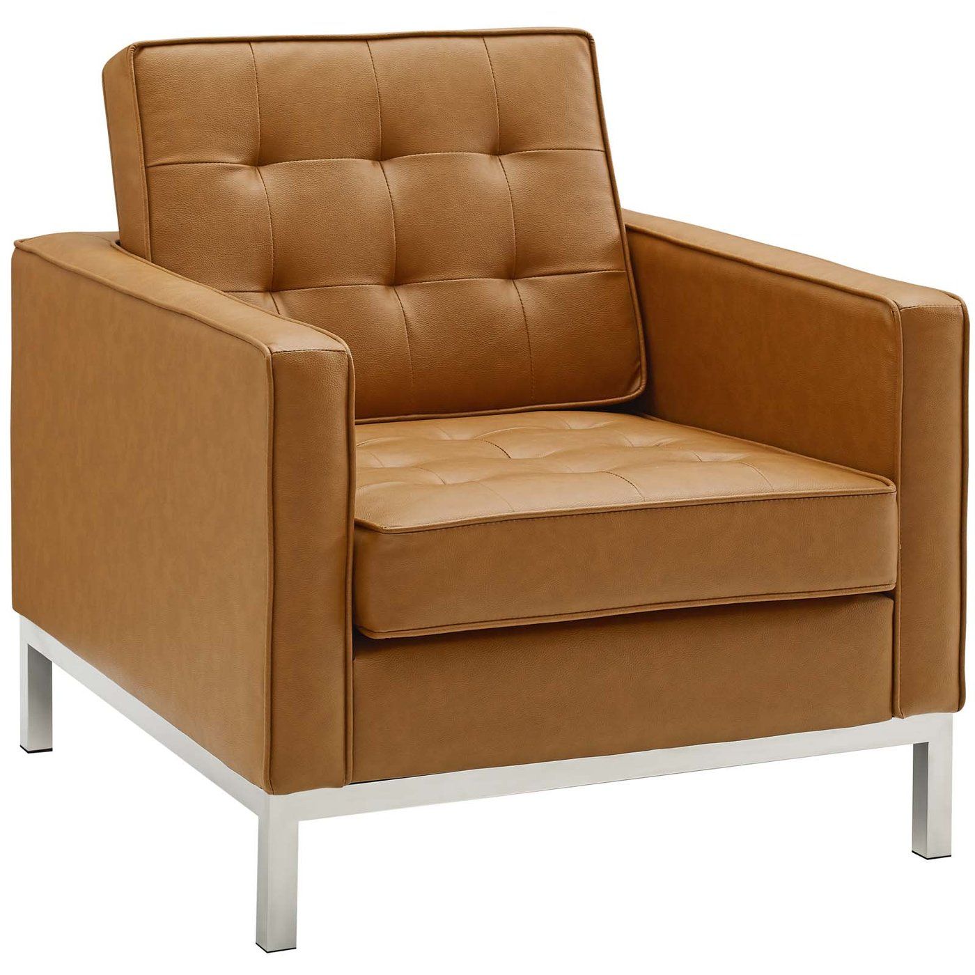 Loft Tufted Upholstered Faux Leather Armchair thumbnail 3