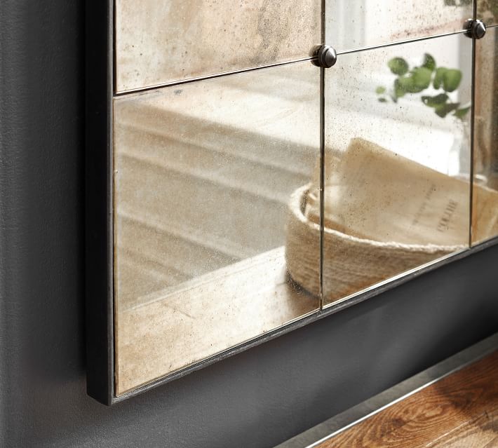 Markle Antique Glass Panel Square Wall Mirror thumbnail 5
