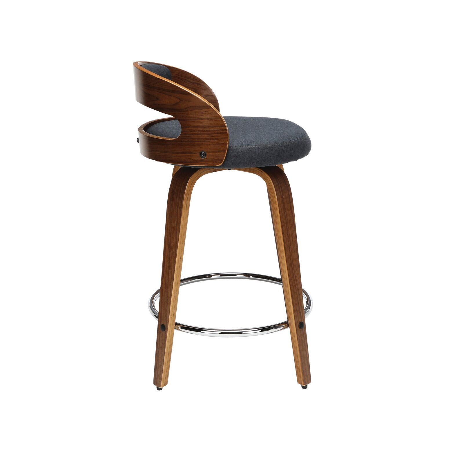 Lacayo Mid Century Modern Low Back Bentwood Frame Swivel Bar Stool thumbnail 2