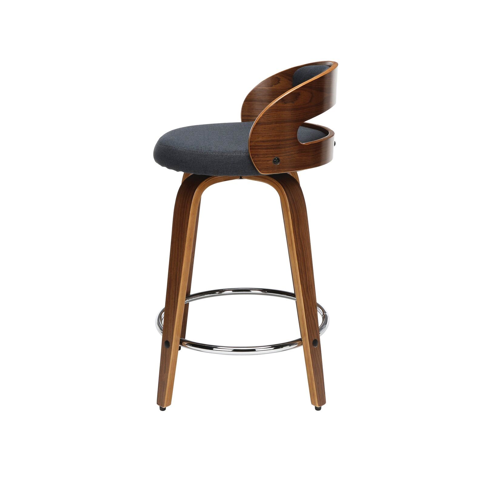 Lacayo Mid Century Modern Low Back Bentwood Frame Swivel Bar Stool thumbnail 3