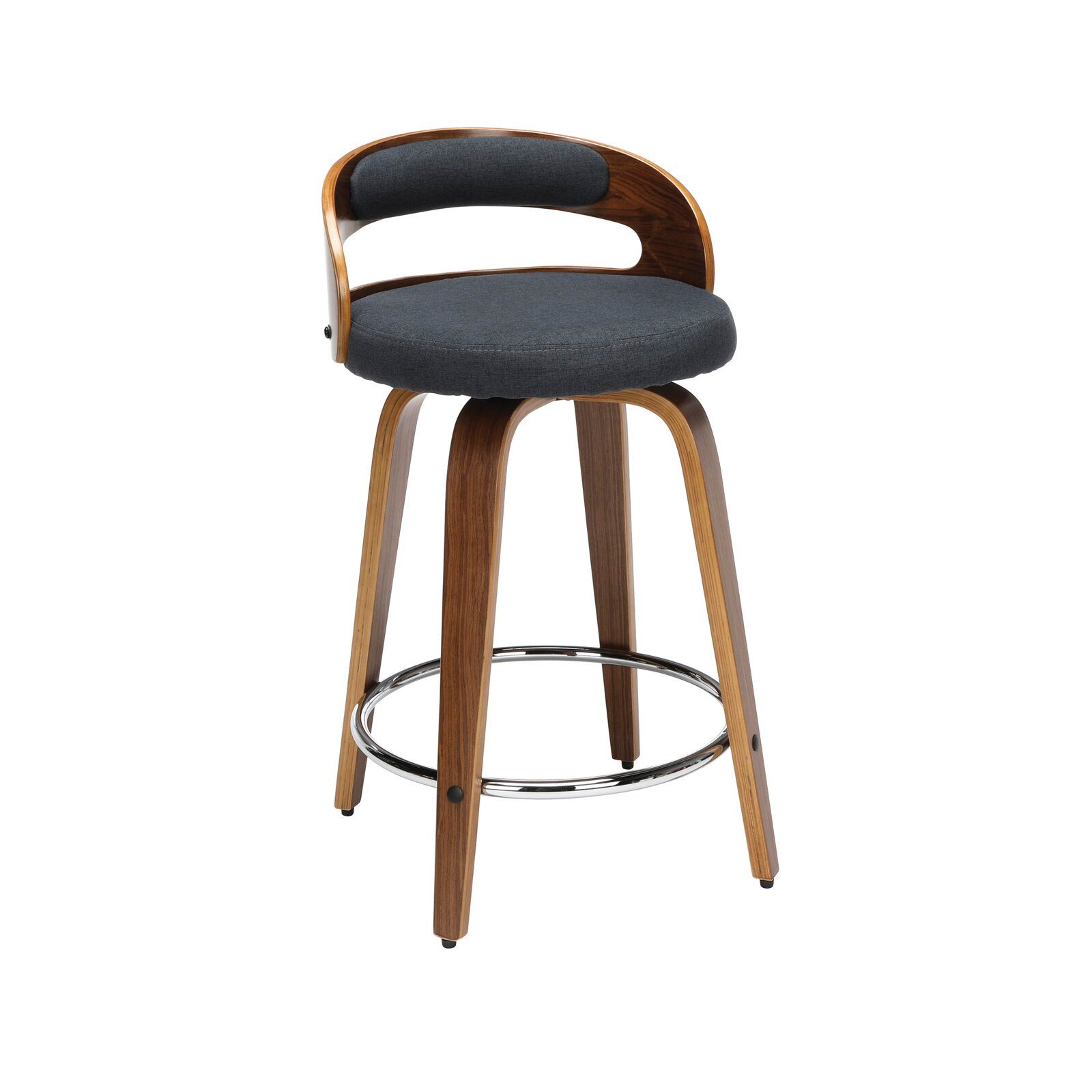 Lacayo Mid Century Modern Low Back Bentwood Frame Swivel Bar Stool thumbnail 5