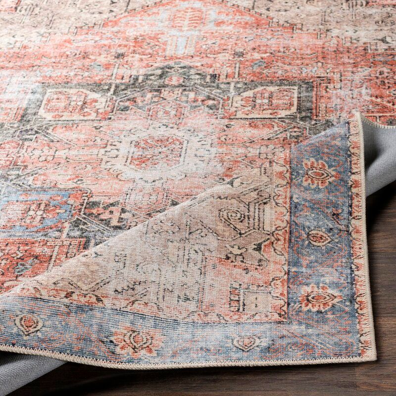 Mya Persian Inspired Rose Blue Beige Area Rug thumbnail 2