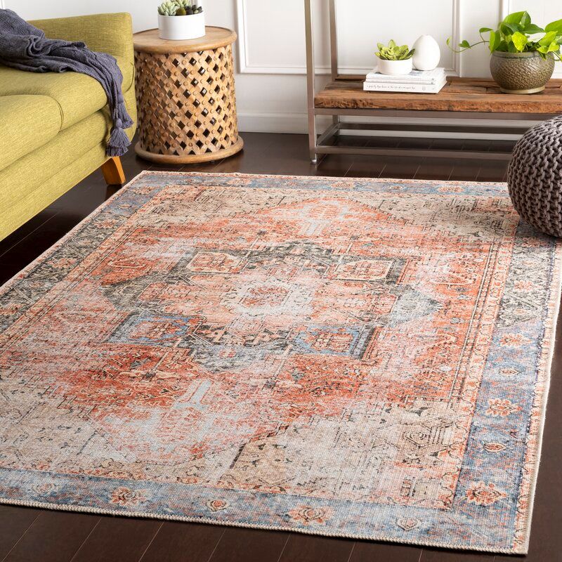 Mya Persian Inspired Rose Blue Beige Area Rug thumbnail 3