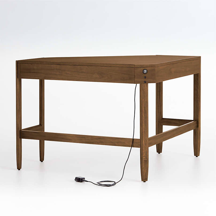 Tate Walnut Corner Desk with Power thumbnail 2