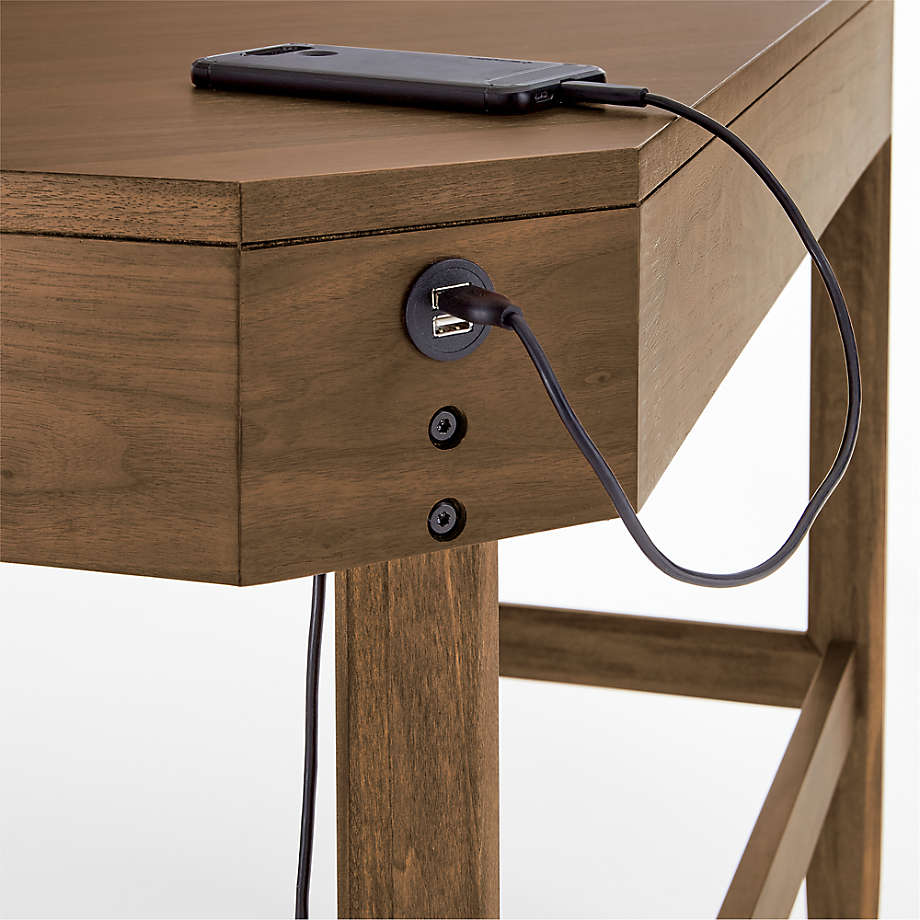 Tate Walnut Corner Desk with Power thumbnail 6