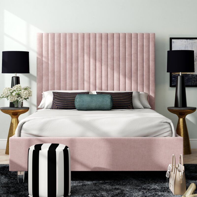 Queen Pink Fuiloro Tufted Upholstered Low Profile Platform Bed thumbnail 2