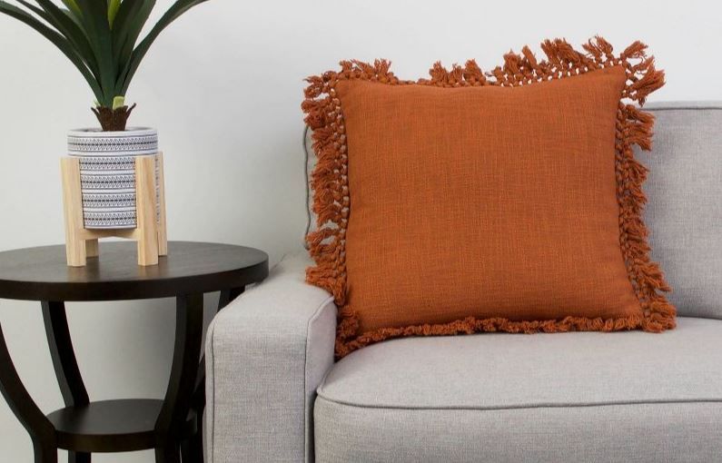 Simone Cotton Fringe Trim Pillow With Insert 20"x20" thumbnail 2