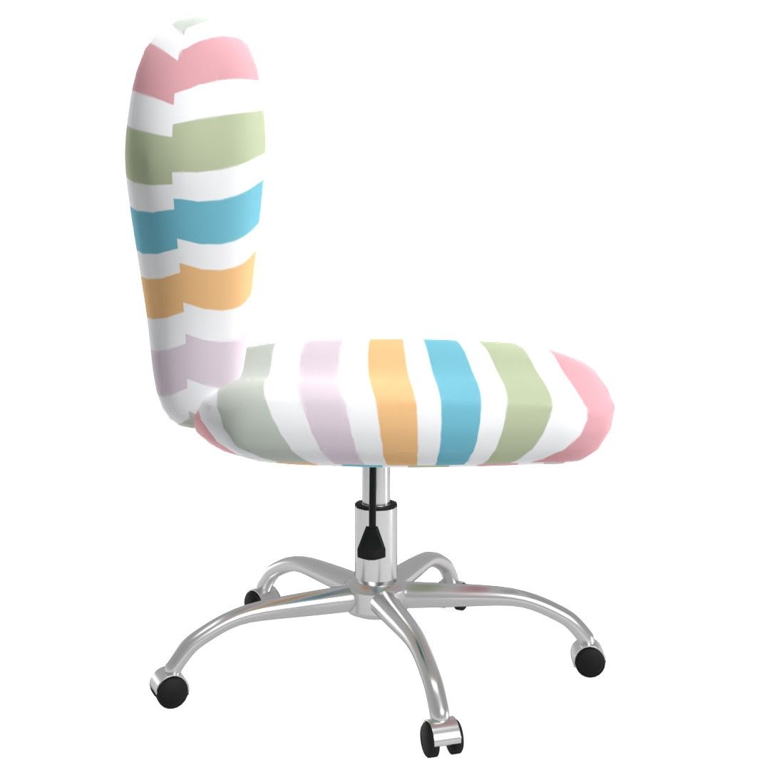 Round Upholstered Desk Chair, Brushed Nickel Base thumbnail 2