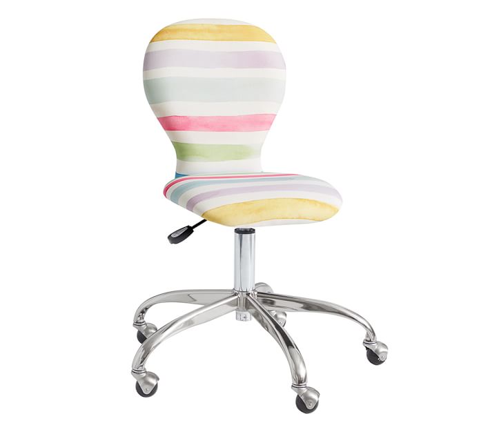 Round Upholstered Desk Chair, Brushed Nickel Base thumbnail 3