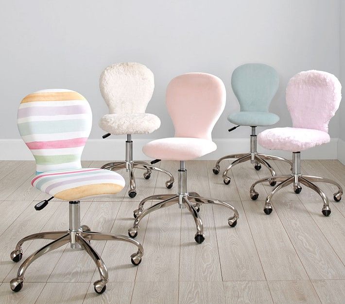 Round Upholstered Desk Chair, Brushed Nickel Base thumbnail 5
