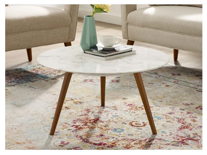 Pila 28" Round Artificial Marble Coffee Table thumbnail 2