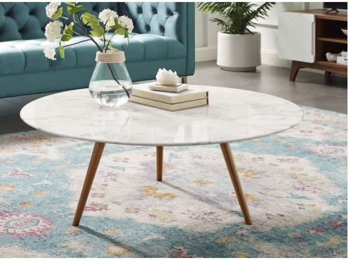 Mavel Artificial Marble Round Coffee Table thumbnail 2