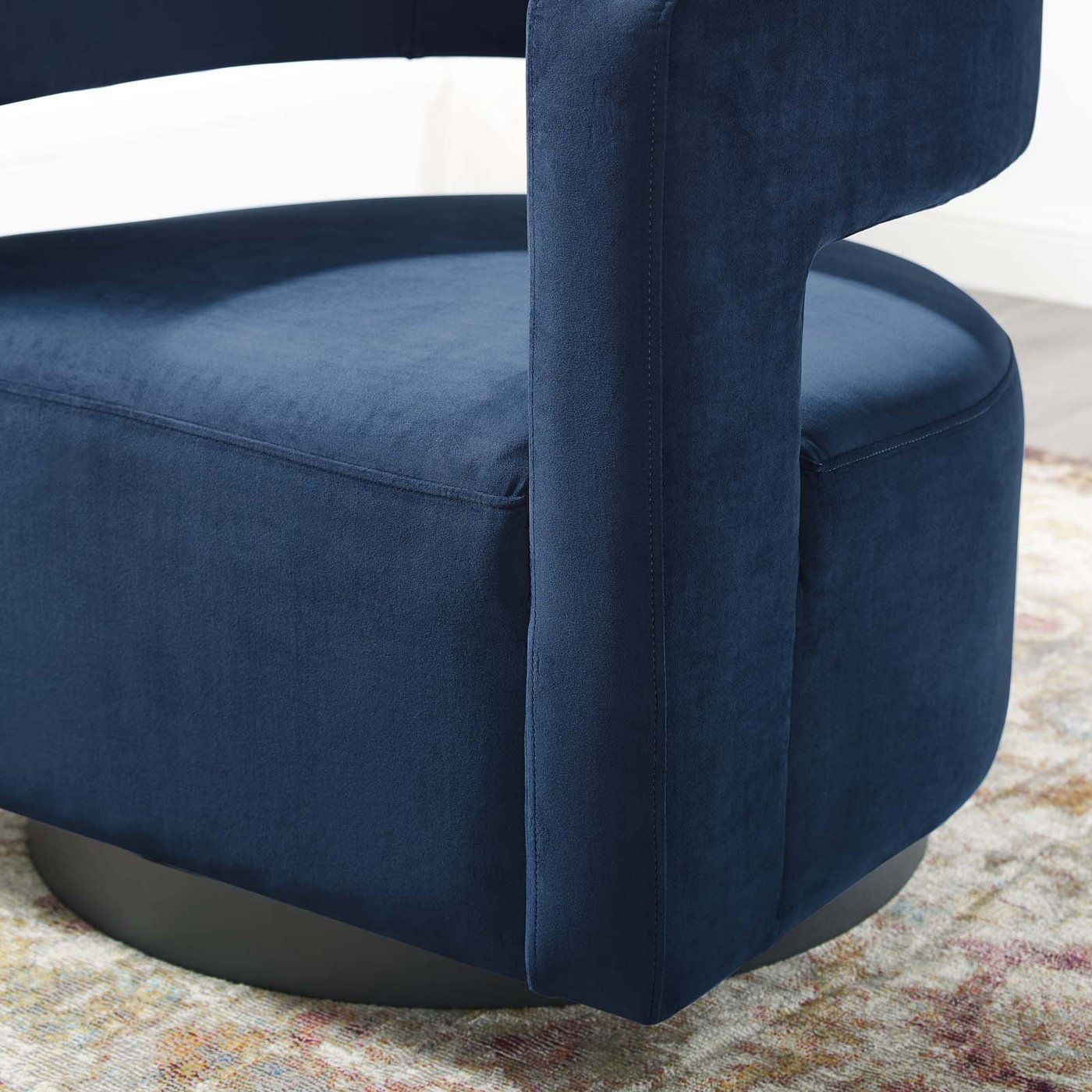 Wistero Velvet Swivel Chair - Blue thumbnail 4