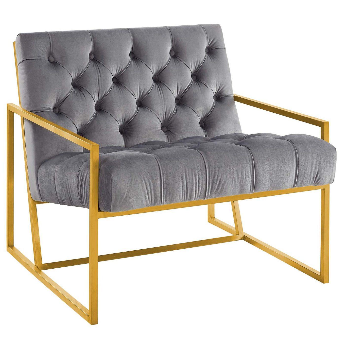 Stuebe Gold Stainless Steel Performance Velvet Accent Chair thumbnail 2