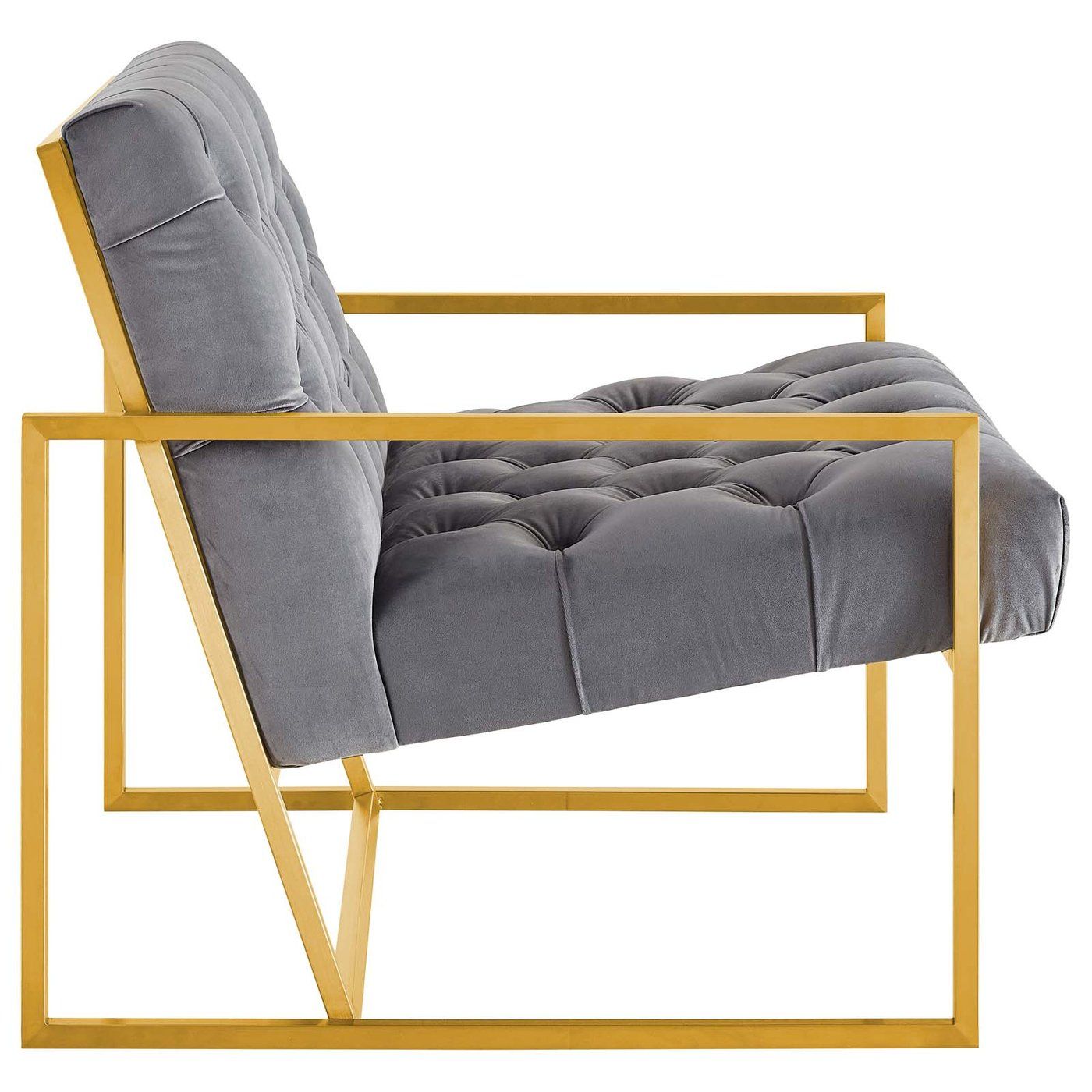 Stuebe Gold Stainless Steel Performance Velvet Accent Chair thumbnail 3