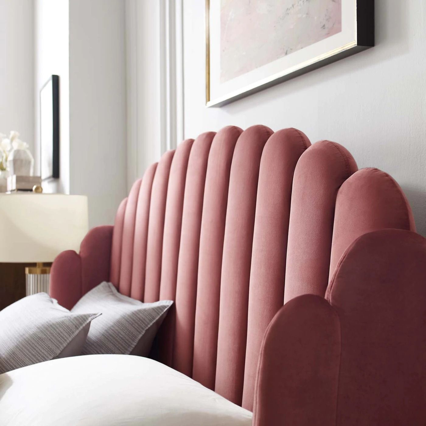 Larra Velvet Wingback Bed - Queen thumbnail 7