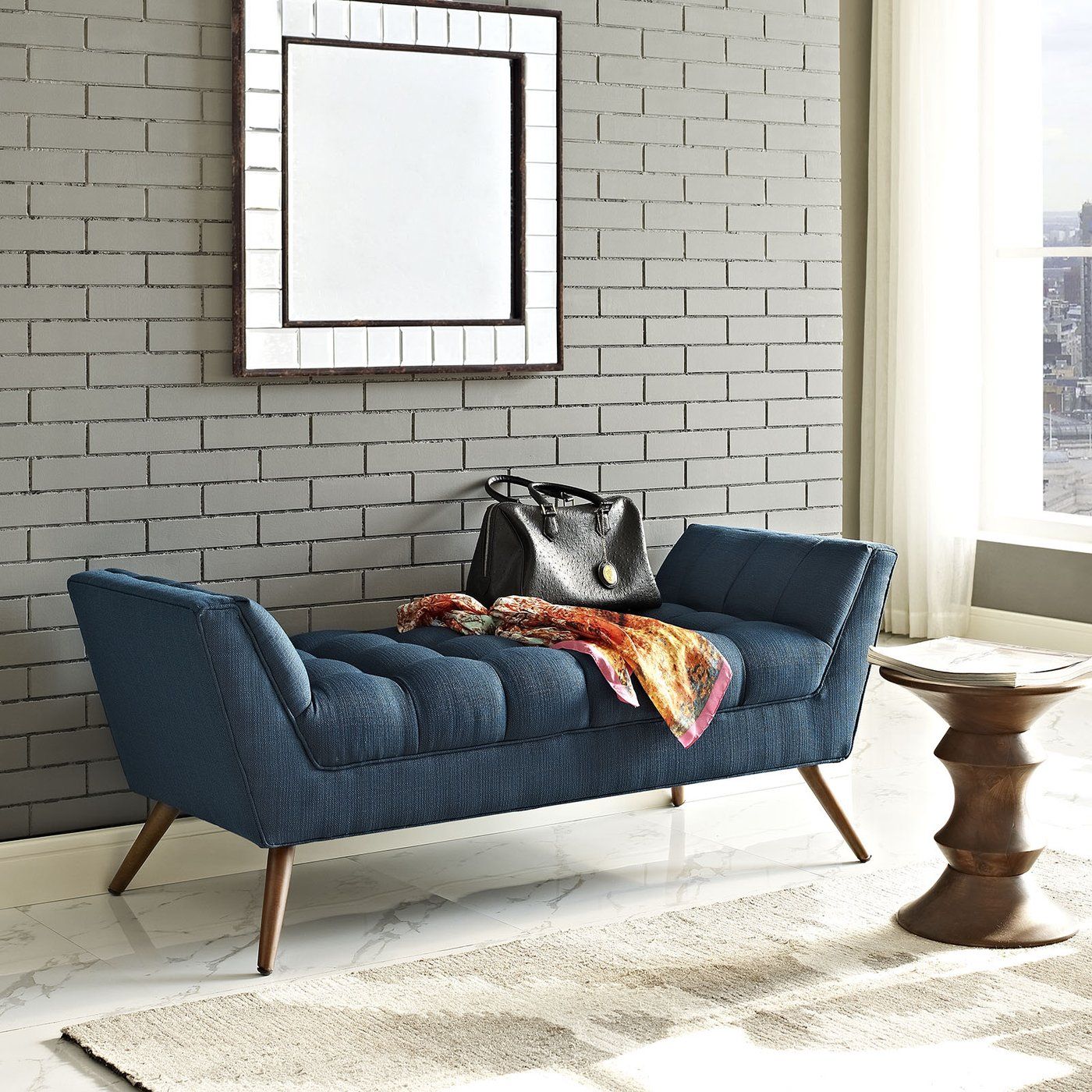 Ondre Medium Upholstered Bench - Azure thumbnail 5