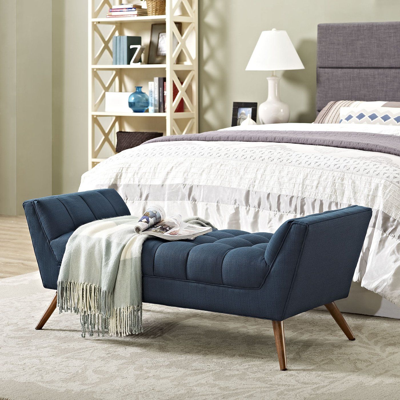 Ondre Medium Upholstered Bench - Azure thumbnail 6