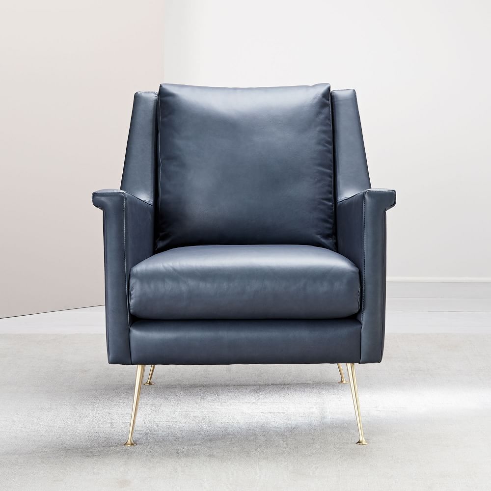 Carlo Leather Mid Century Chair thumbnail 2