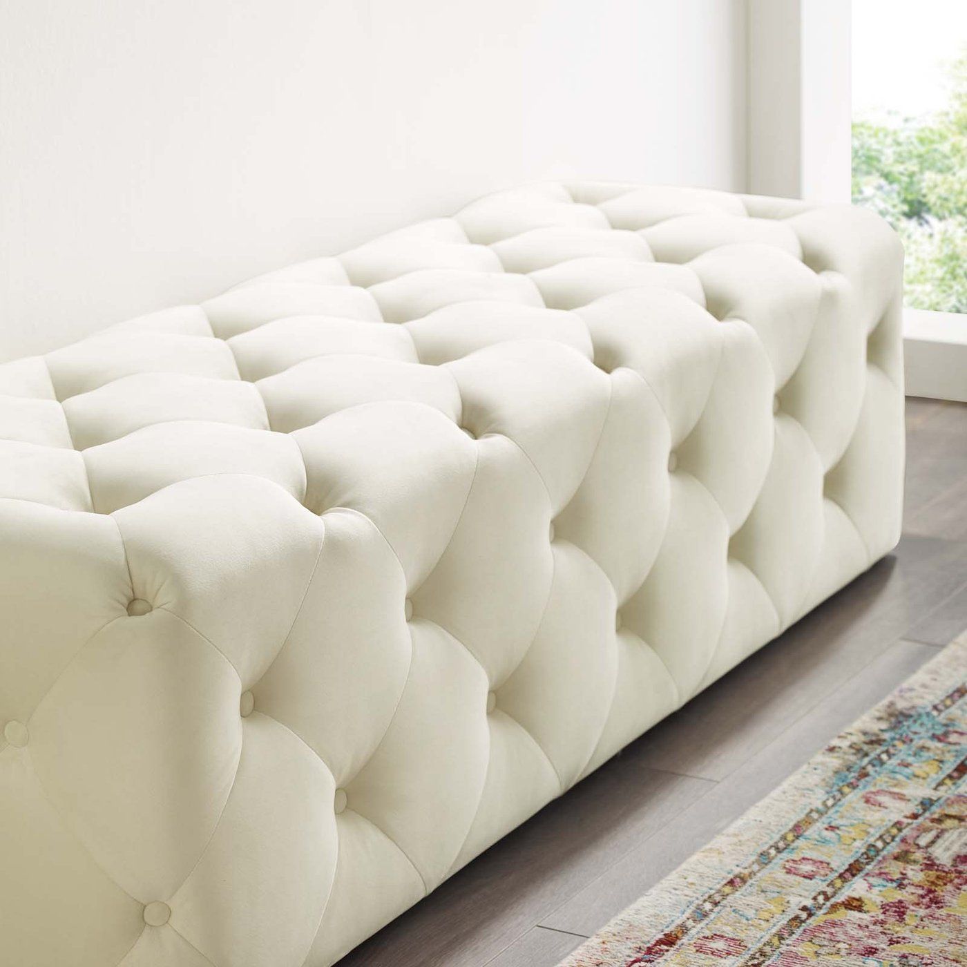 Amour Tufted Button Entryway Performance Velvet Bench thumbnail 6