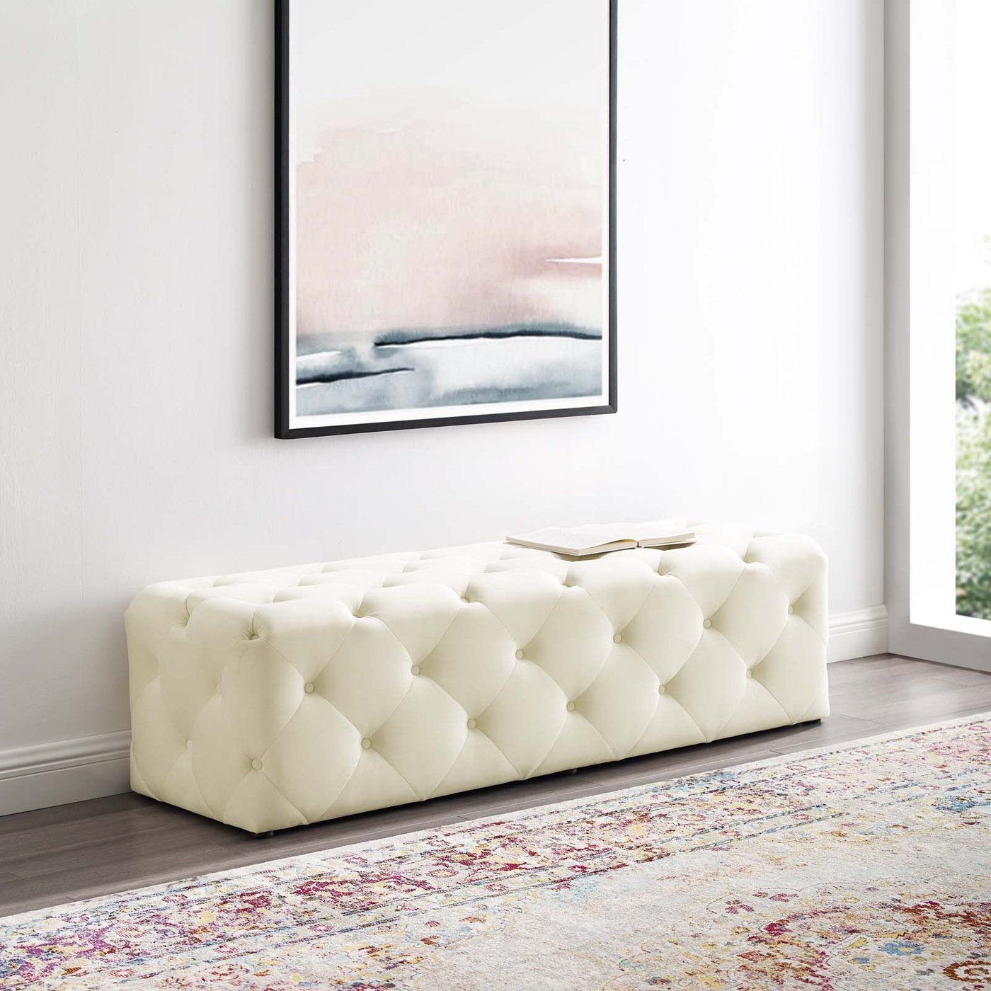 Amour Tufted Button Entryway Performance Velvet Bench thumbnail 7