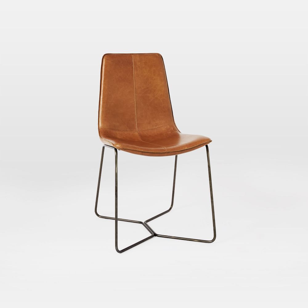 Slope Leather Dining Chair - Saddle Leather - Nut - Charcoal Leg thumbnail 2