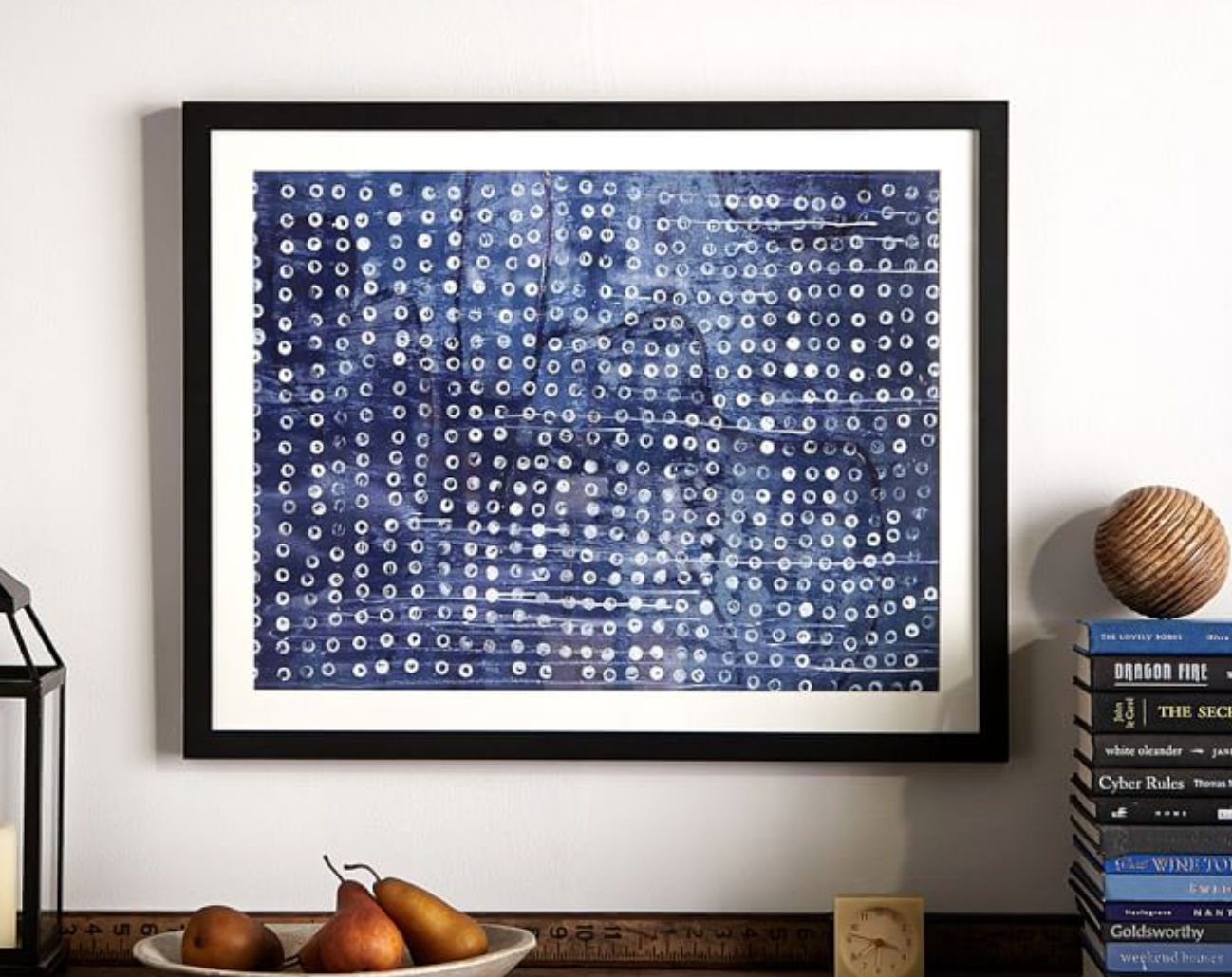 Abstract Indigo Dots Framed Print thumbnail 2