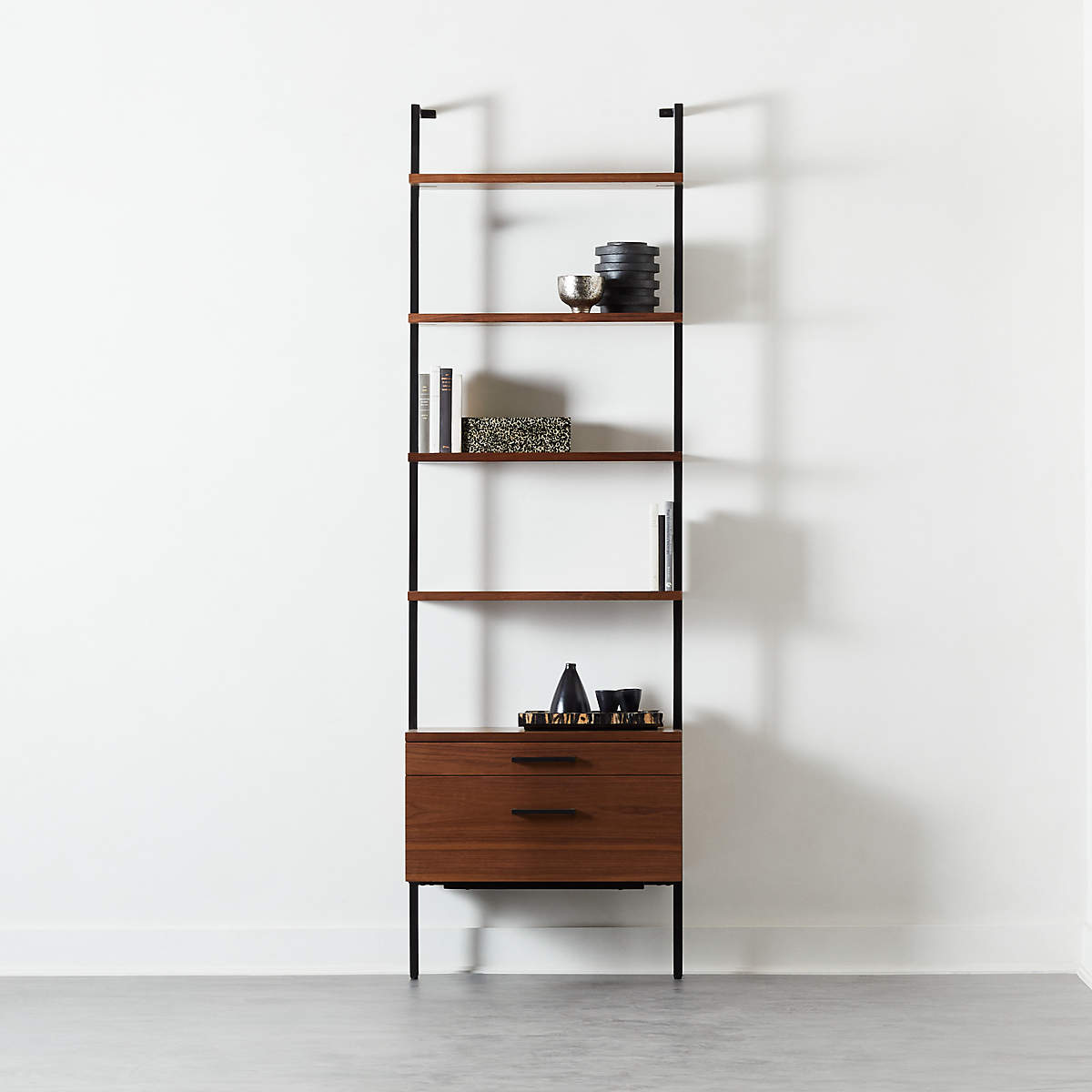 HELIX WALNUT BOOKCASE WITH 2 DRAWERS thumbnail 7