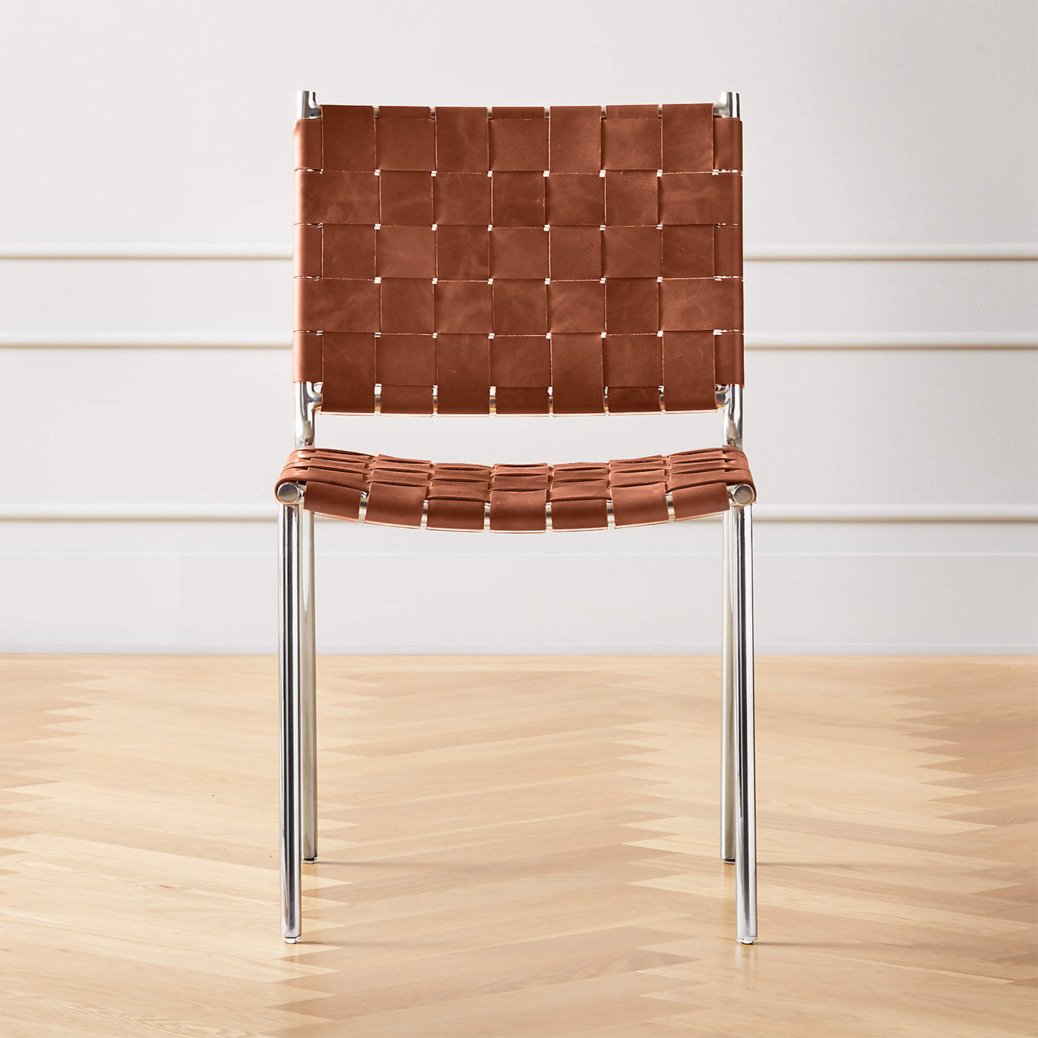 WOVEN BROWN LEATHER CHAIR thumbnail 6