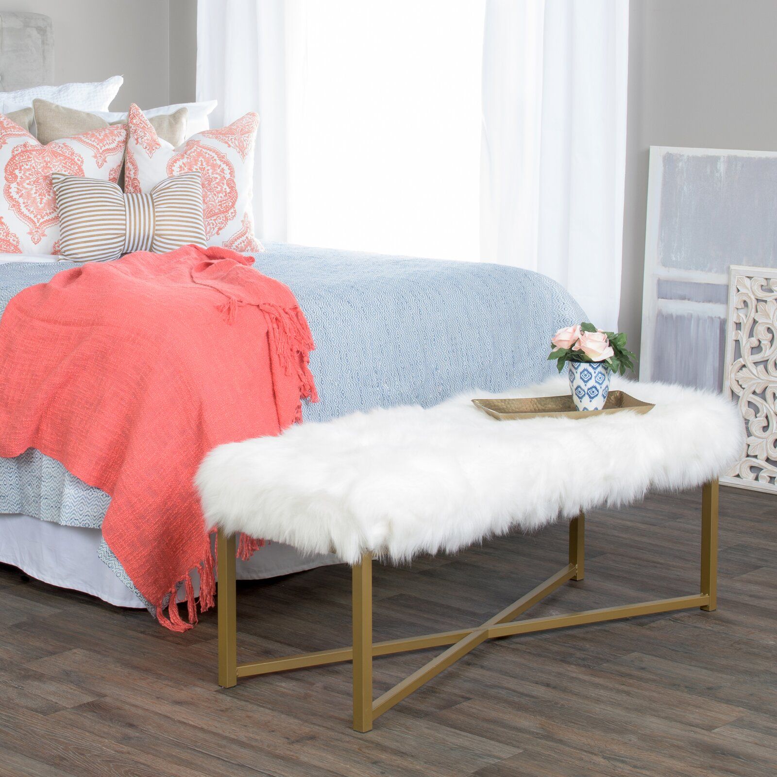 Farley Fabric Upholstered Bench thumbnail 4