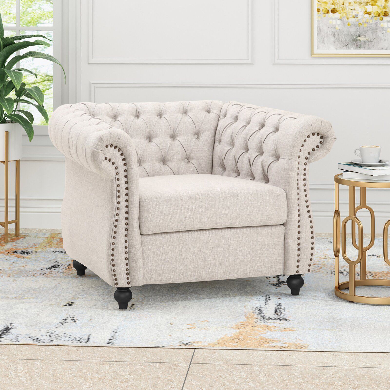 North Fabric Chesterfield Chair thumbnail 9