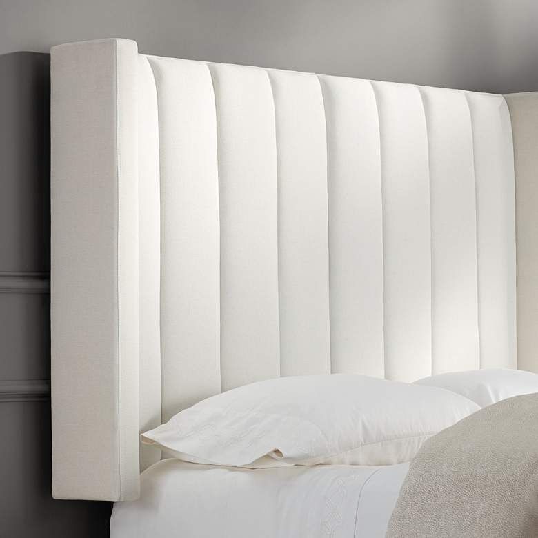  Trent Channel Tufted White Fabric anging Headboard -Queen thumbnail 2