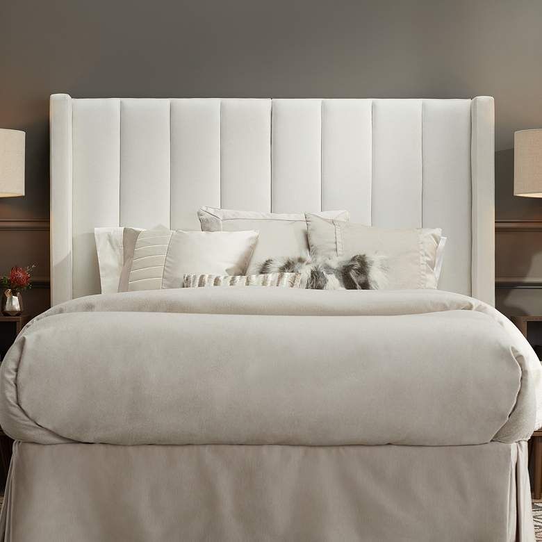  Trent Channel Tufted White Fabric anging Headboard -Queen thumbnail 3