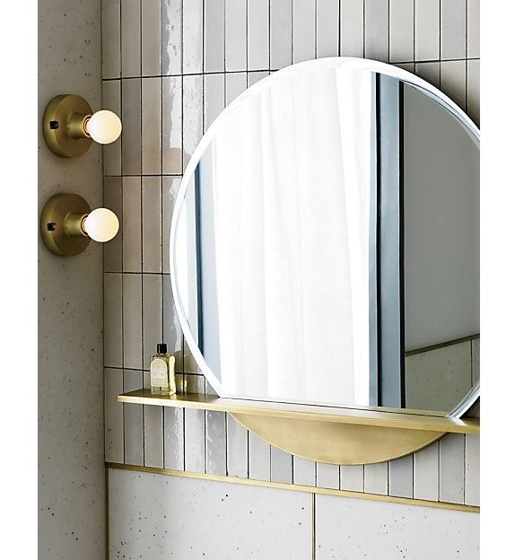 Perch Round Mirror With Shelf thumbnail 3