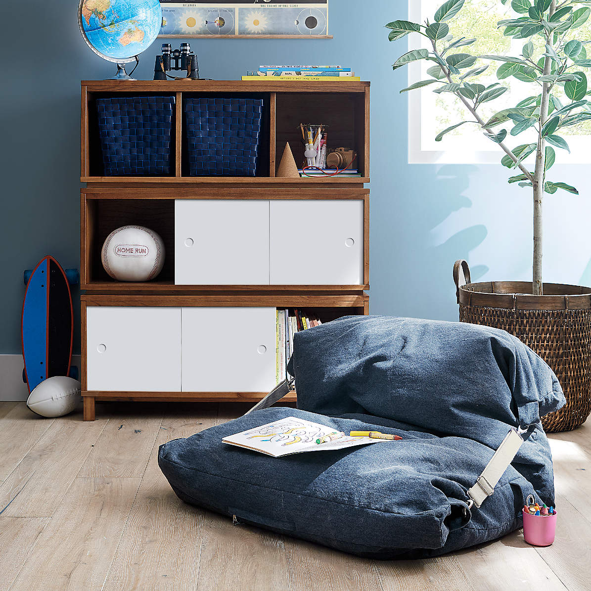 Adjustable Blue Bean Bag Chair thumbnail 5