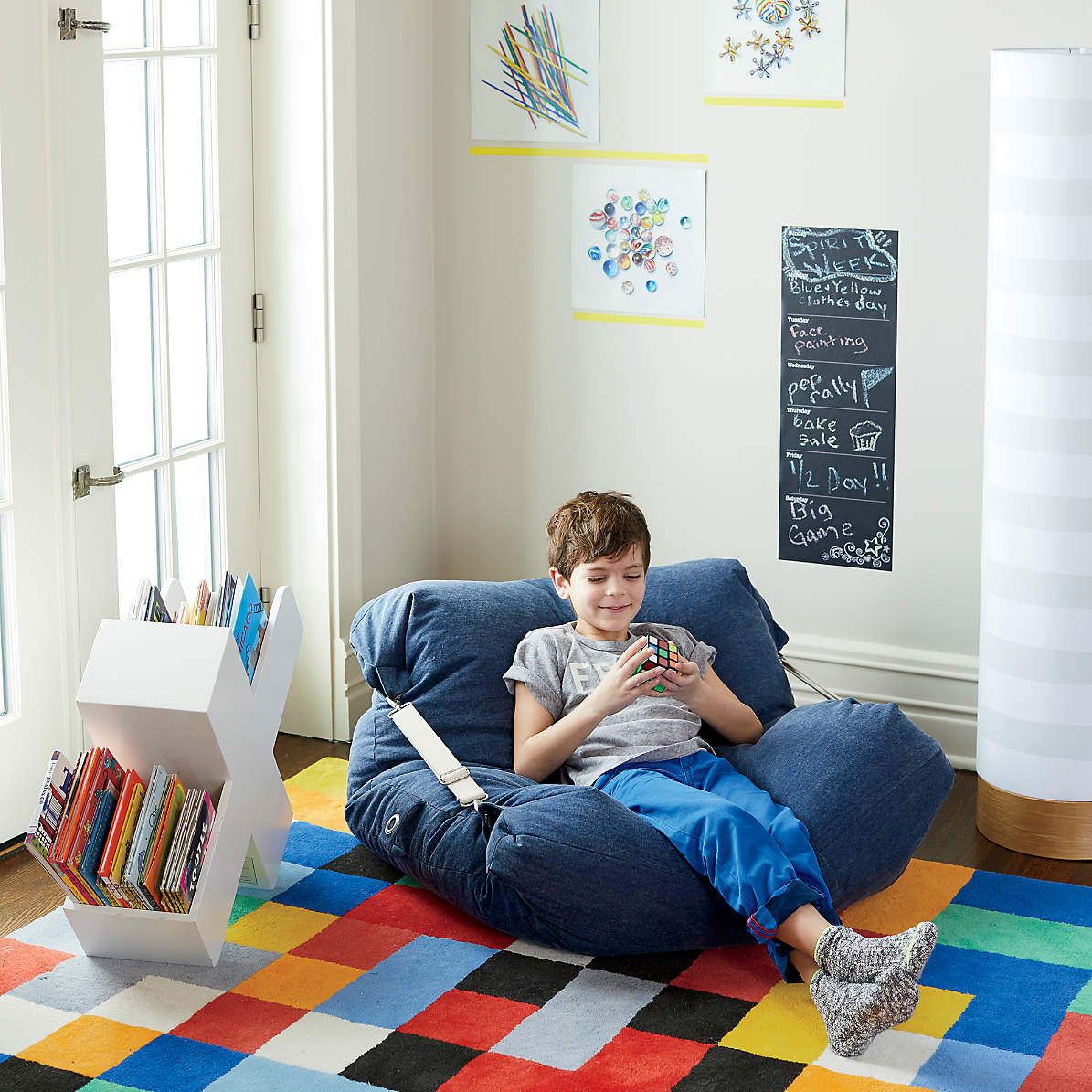 Adjustable Blue Bean Bag Chair thumbnail 6