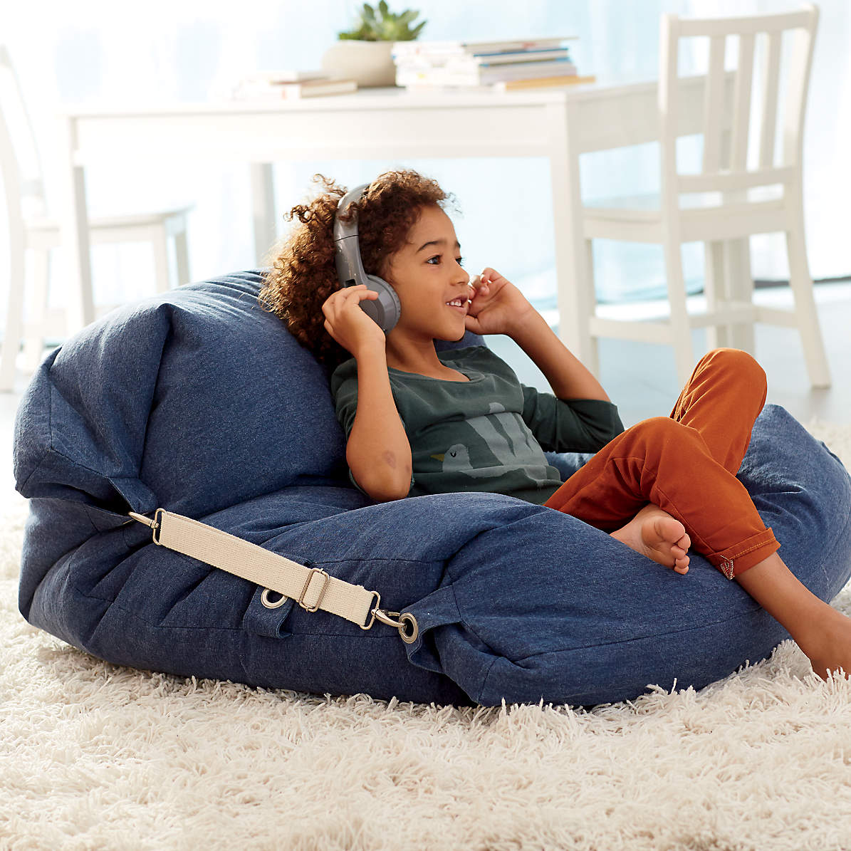 Adjustable Blue Bean Bag Chair thumbnail 7
