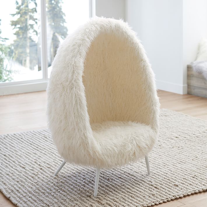 Ivory Furlicious Faux-Fur Cave Chair thumbnail 3