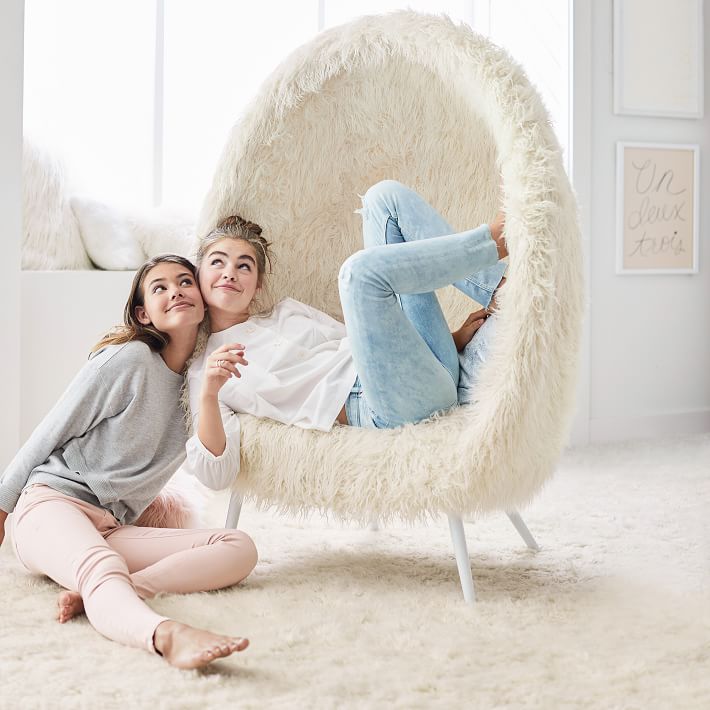 Ivory Furlicious Faux-Fur Cave Chair thumbnail 5
