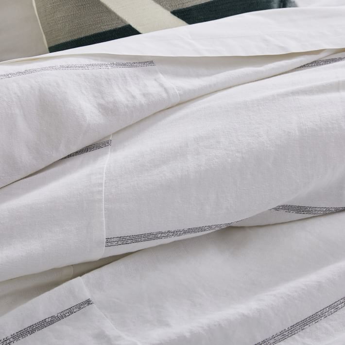 Broken Lines Belgian Flax Linen Cotton Duvet Cover thumbnail 2