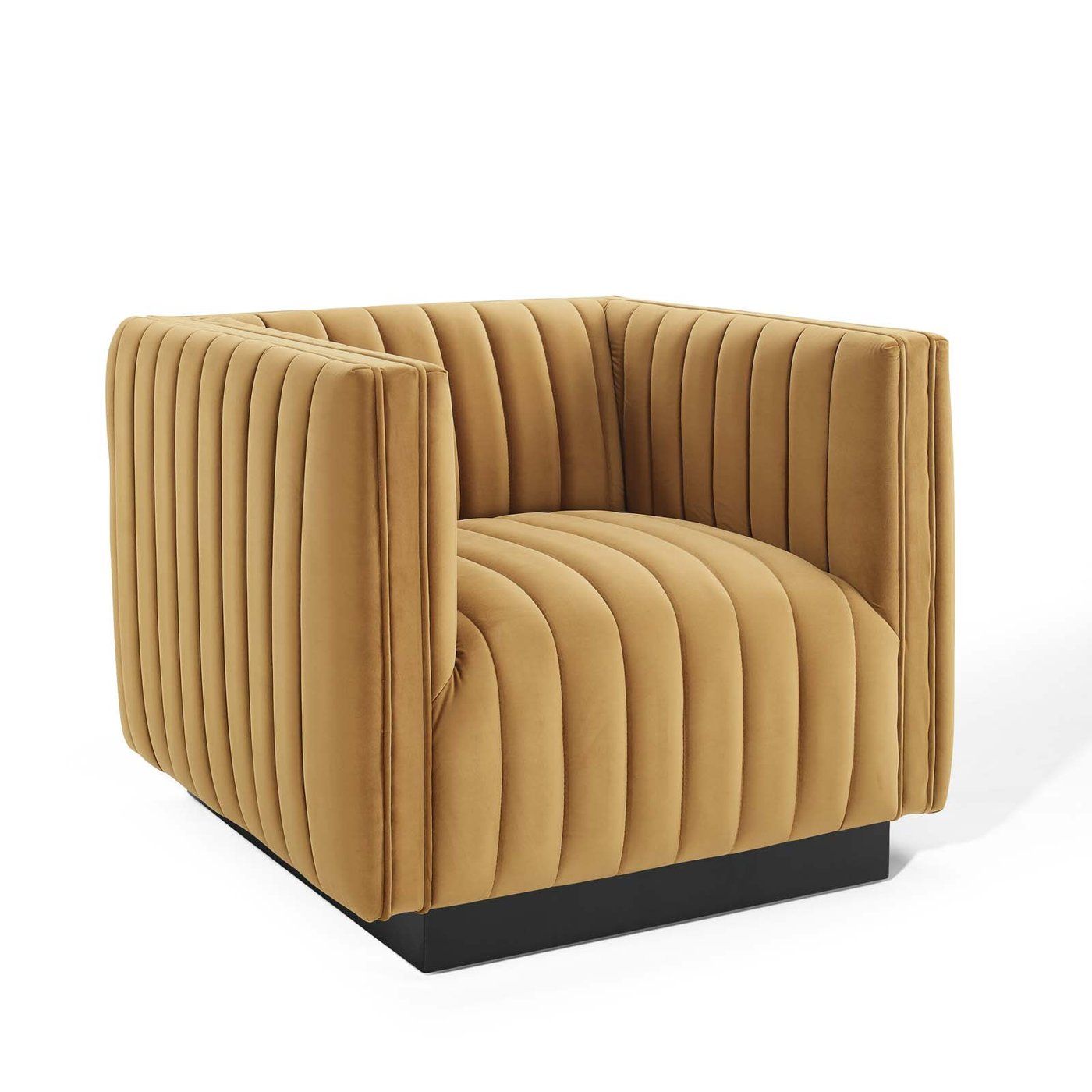 Journe Channel Tufted Velvet Armchair - Cognac thumbnail 2