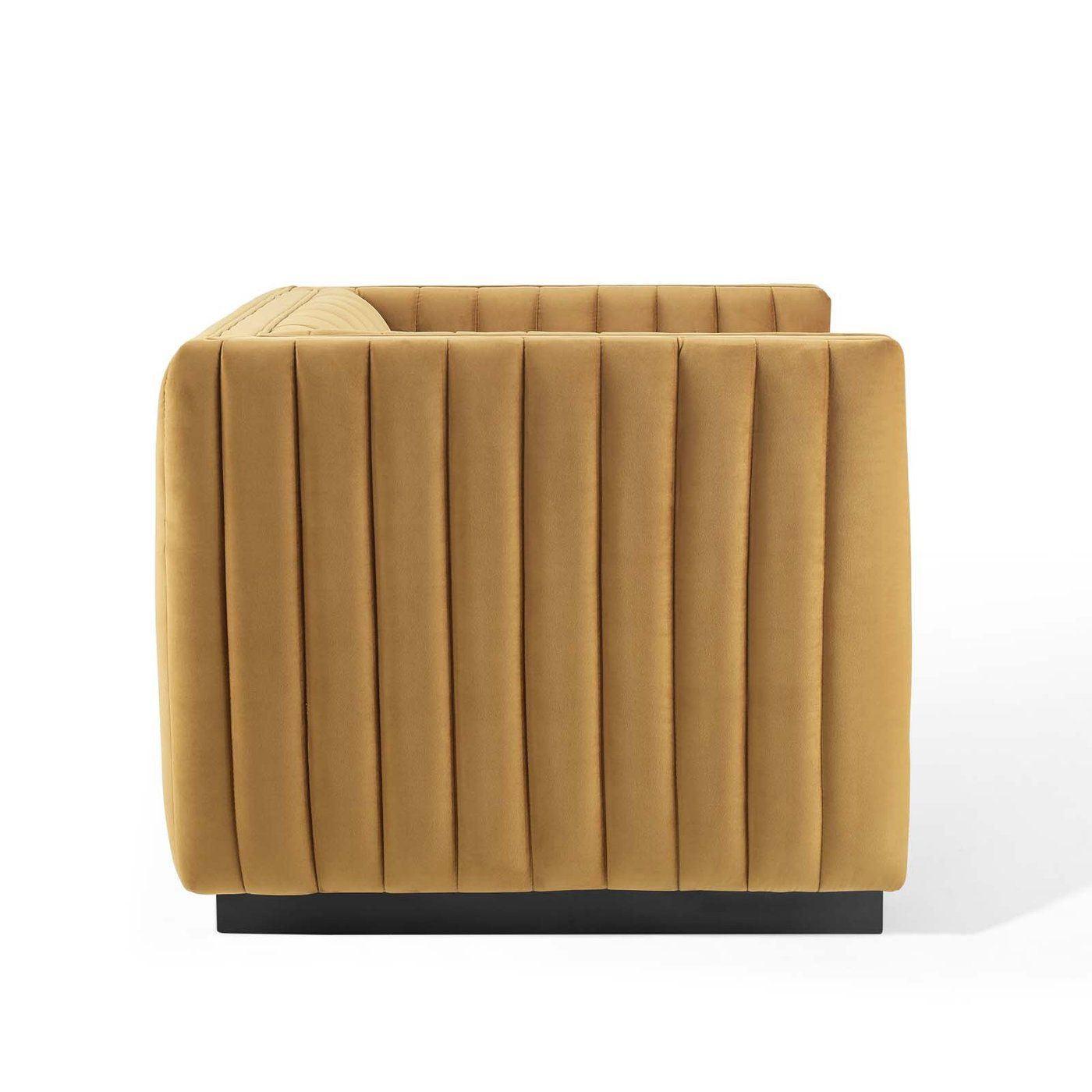 Journe Channel Tufted Velvet Armchair - Cognac thumbnail 3