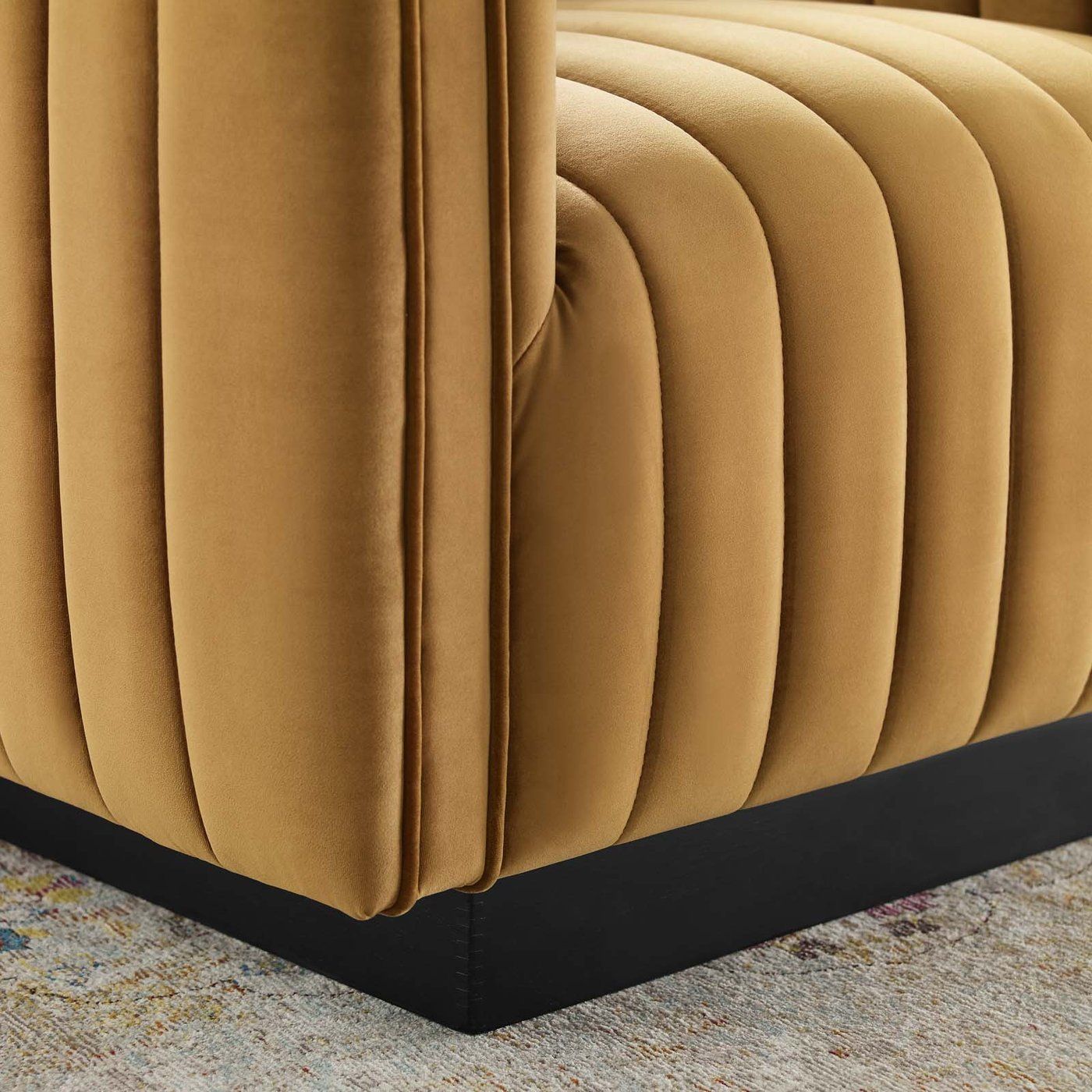 Journe Channel Tufted Velvet Armchair - Cognac thumbnail 4