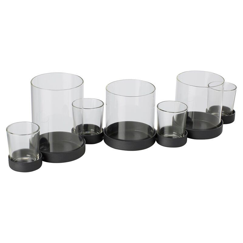 7 Piece Small Iron and Glass Hurricane Set thumbnail 2