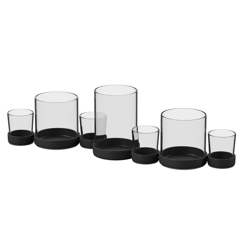 7 Piece Small Iron and Glass Hurricane Set thumbnail 3
