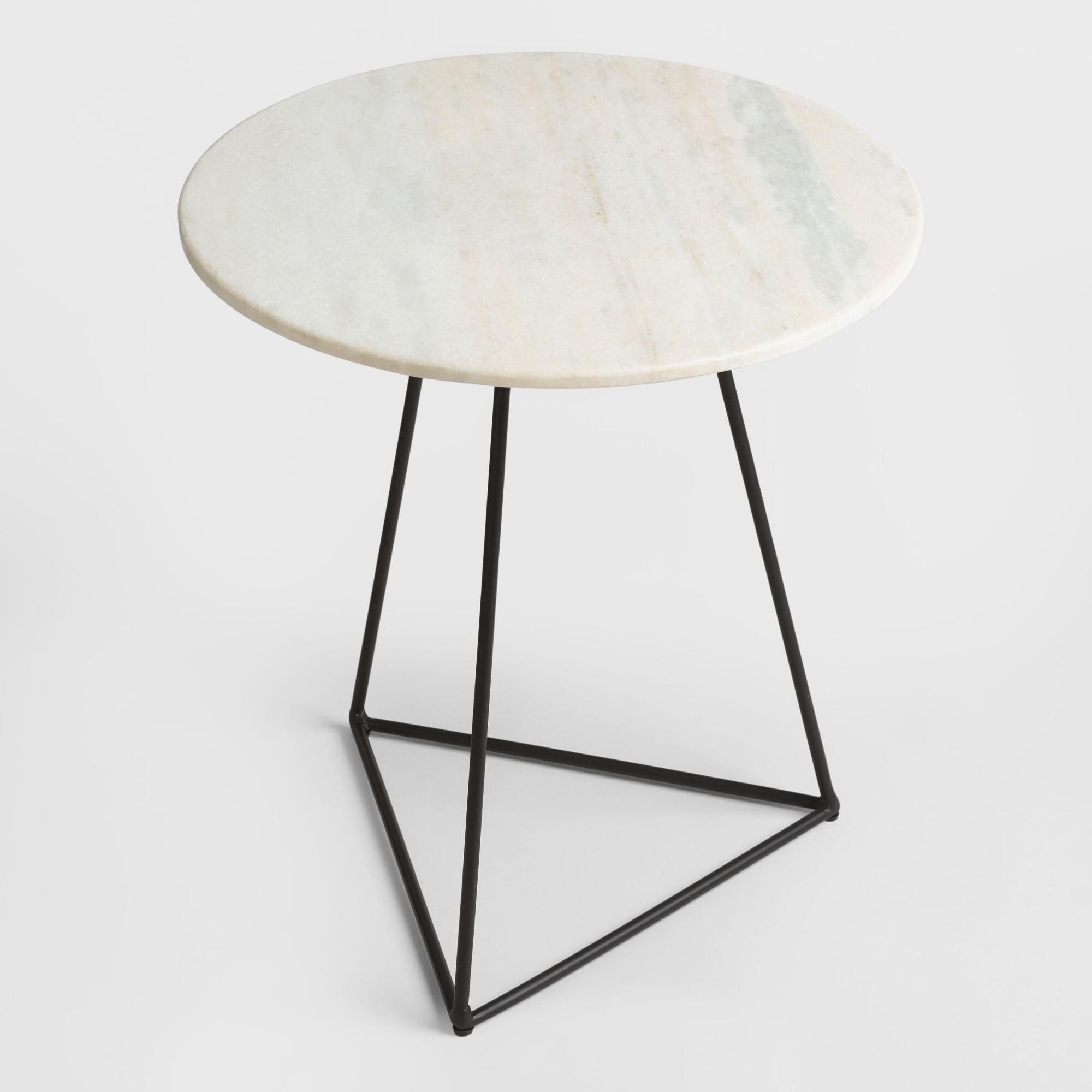 Round White Marble And Metal Accent Table thumbnail 2