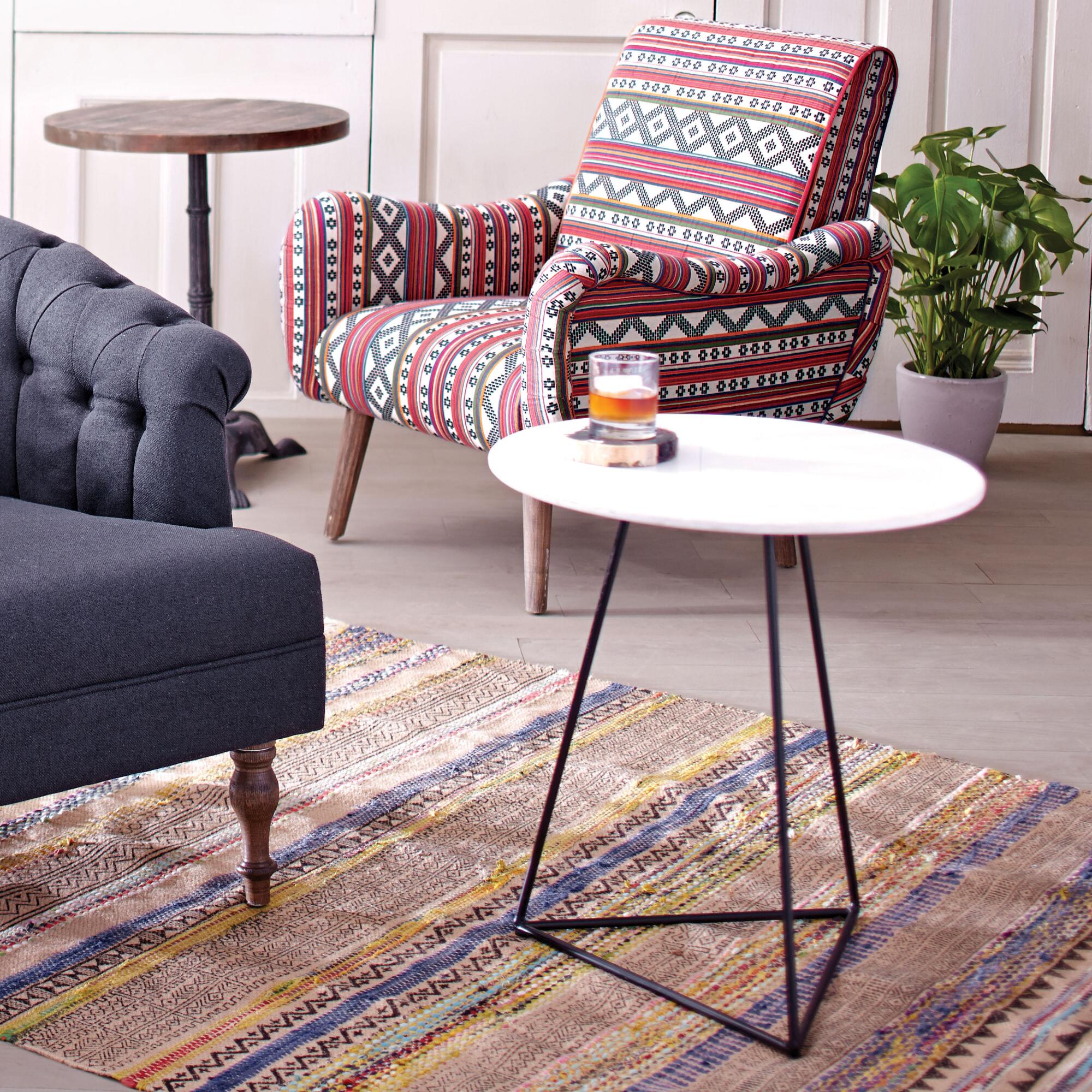 Round White Marble And Metal Accent Table thumbnail 3