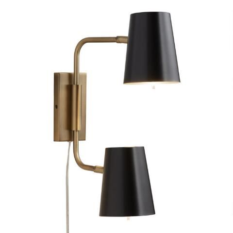 Black and Gold 2 Light Adjustable Jackson Wall Sconce thumbnail 2